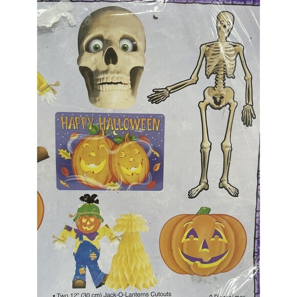 Vintage Amscam 8 Eight Halloween DieCut Ephemera Paper Fall Decor Witch Skeleton - Picture 4 of 12